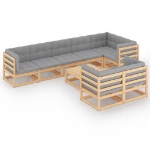 Set Divani da Giardino 9 pz con Cuscini Legno Massello di Pino