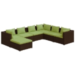 Set Divani da Giardino 7 pz con Cuscini in Polyrattan Marrone