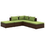 Set Divani da Giardino 5 pz con Cuscini in Polyrattan Marrone