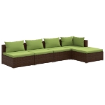 Set da Giardino 5 pz con Cuscini in Polyrattan Marrone