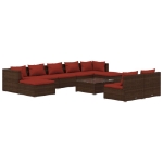 Set Divani da Giardino 10 pz con Cuscini in Polyrattan Marrone