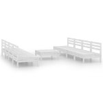 Set Divani da Giardino 9 pz Bianco in Legno Massello di Pino