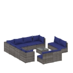 Set Divani da Giardino 12 pz con Cuscini in Polyrattan Grigio