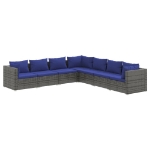 Set Divani da Giardino 7 pz con Cuscini in Polyrattan Grigio