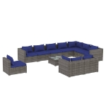 Set Divani da Giardino 11 pz con Cuscini in Polyrattan Grigio