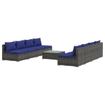 Set Divani da Giardino 9 pz con Cuscini in Polyrattan Grigio