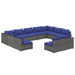 Set Divani da Giardino 11 pz con Cuscini in Polyrattan Grigio