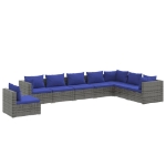 Set Divani da Giardino 8 pz con Cuscini in Polyrattan Grigio