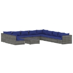 Set Divani da Giardino 12 pz con Cuscini in Polyrattan Grigio