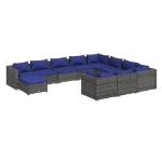 Set Divani da Giardino 11 pz con Cuscini in Polyrattan Grigio