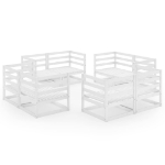 Set Divani da Giardino 8 pz Bianco in Legno Massello di Pino