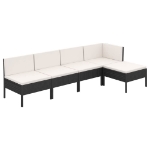 Set Divani da Giardino 5 pz con Cuscini in Polyrattan Nero