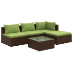 Set Divani da Giardino 5 pz con Cuscini in Polyrattan Marrone