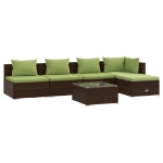 Set Divani da Giardino 6 pz con Cuscini in Polyrattan Marrone