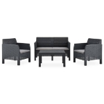 Set Divani da Giardino 4 pz con Cuscini in Rattan PP Antracite