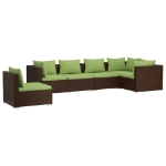 Set Divani da Giardino 6 pz con Cuscini in Polyrattan Marrone