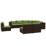 Set Divani da Giardino 9 pz con Cuscini in Polyrattan Marrone