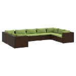 Set Divani da Giardino 9 pz con Cuscini in Polyrattan Marrone