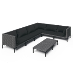 Set Divani Giardino 7 pz con Cuscini in Polyrattan Grigio Scuro