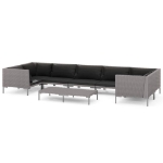 Set Divani Giardino 8 pz con Cuscini in Polyrattan Grigio Scuro