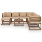 Set Divani da Giardino 9 pz con Cuscini Beige