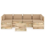 Set Divani da Giardino con Cuscini 7 pz Legno Impregnato Verde