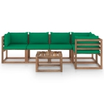 Set Divani Giardino su Pallet 6 pz con Cuscini Pino Impregnato