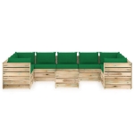 Set Divani da Giardino con Cuscini 10 pz Legno Impregnato Verde