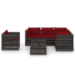 Set Divani da Giardino con Cuscini 8 pz Legno Impregnato Grigio