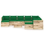 Set Salotto da Giardino con Cuscini 11pz Legno Impregnato Verde