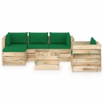 Set Divani da Giardino con Cuscini 6 pz Legno Impregnato Verde