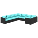 Set Divani da Giardino 8 pz con Cuscini in Polyrattan Nero