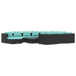 Set Divani da Giardino 12 pz con Cuscini in Polyrattan Nero