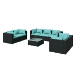 Set Divani da Giardino 8 pz con Cuscini in Polyrattan Nero