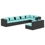 Set Divani da Giardino 8 pz con Cuscini in Polyrattan Nero