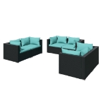 Set Divani da Giardino 6 pz con Cuscini in Polyrattan Nero