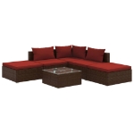 Set Divani da Giardino 6 pz con Cuscini in Polyrattan Marrone