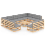 Set Divani Giardino 12 pz con Cuscini in Legno Massello di Pino