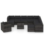 Set Divani da Giardino con Cuscini 12pz Legno Impregnato Grigio