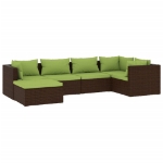 Set Divani da Giardino 6 pz con Cuscini in Polyrattan Marrone