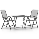 Set da Pranzo per Giardino 3pz Rete Metallica Espansa Antracite