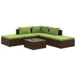 Set Divani da Giardino 6 pz con Cuscini in Polyrattan Marrone