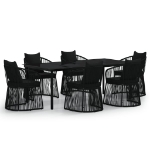 Set da Pranzo da Giardino 7 pz con Cuscini Nero