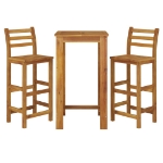 Set da Pranzo per Giardino 3 pz in Legno Massello di Acacia