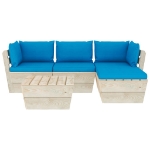 Set Divani da Giardino su Pallet 5 pz con Cuscini Legno Abete