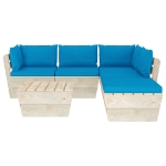 Set Divani da Giardino su Pallet 6 pz con Cuscini Legno Abete