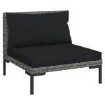 Set Divani Giardino 12pz con Cuscini in Polyrattan Grigio Scuro