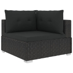 Set Divani da Giardino 6 pz con Cuscini in Polyrattan Nero