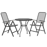 Set da Pranzo per Giardino 3pz Rete Metallica Espansa Antracite