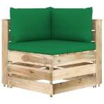 Set Divani da Giardino con Cuscini 4 pz Legno Impregnato Verde